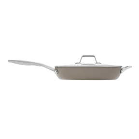 Calphalon Premier Ceramic Nonstick 12" Frying Pan with Lid, Mushroom Grey