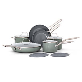 Calphalon ceramic nonstick 12-piece cookware set in silver ash